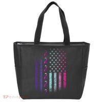 Blue Pink Teal Ribbon Flag Thyroid Cancer Awareness Tote Bag thumb 0