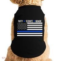 Blue Ribbon USA Flag Support Police Doggie Tank thumb 0