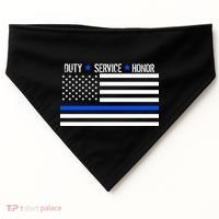 Blue Ribbon USA Flag Support Police USA-Made Doggie Bandana thumb 0