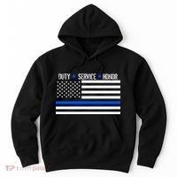 Blue Ribbon USA Flag Support Police Hoodie thumb 0
