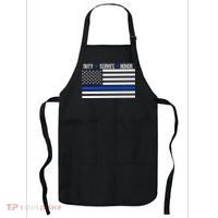 Blue Ribbon USA Flag Support Police Apron thumb 0