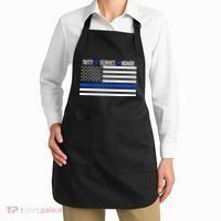 Blue Ribbon USA Flag Support Police Apron thumb 2