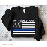 Blue Ribbon USA Flag Support Police Sweatshirt thumb 2