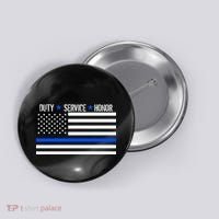 Blue Ribbon USA Flag Support Police Button thumb 0