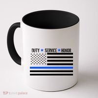 Blue Ribbon USA Flag Support Police Coffee Mug thumb 0