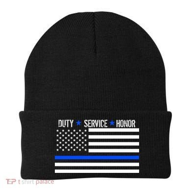 Blue Ribbon USA Flag Support Police Beanie
