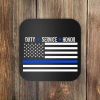 Blue Ribbon USA Flag Support Police Coaster thumb 0