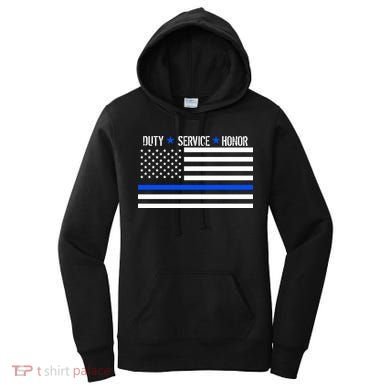 Blue Ribbon USA Flag Support Police Women's Hoodie