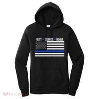 Blue Ribbon USA Flag Support Police Women's Hoodie thumb 0