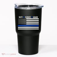 Blue Ribbon USA Flag Support Police Tumbler thumb 0