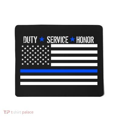 Blue Ribbon USA Flag Support Police Mousepad