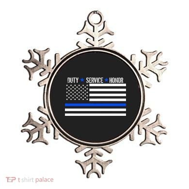 Blue Ribbon USA Flag Support Police Ornament