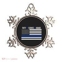 Blue Ribbon USA Flag Support Police Ornament thumb 0