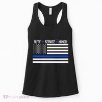 Blue Ribbon USA Flag Support Police Women's Tank Top thumb 0