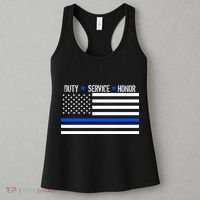 Blue Ribbon USA Flag Support Police Women's Tank Top thumb 3