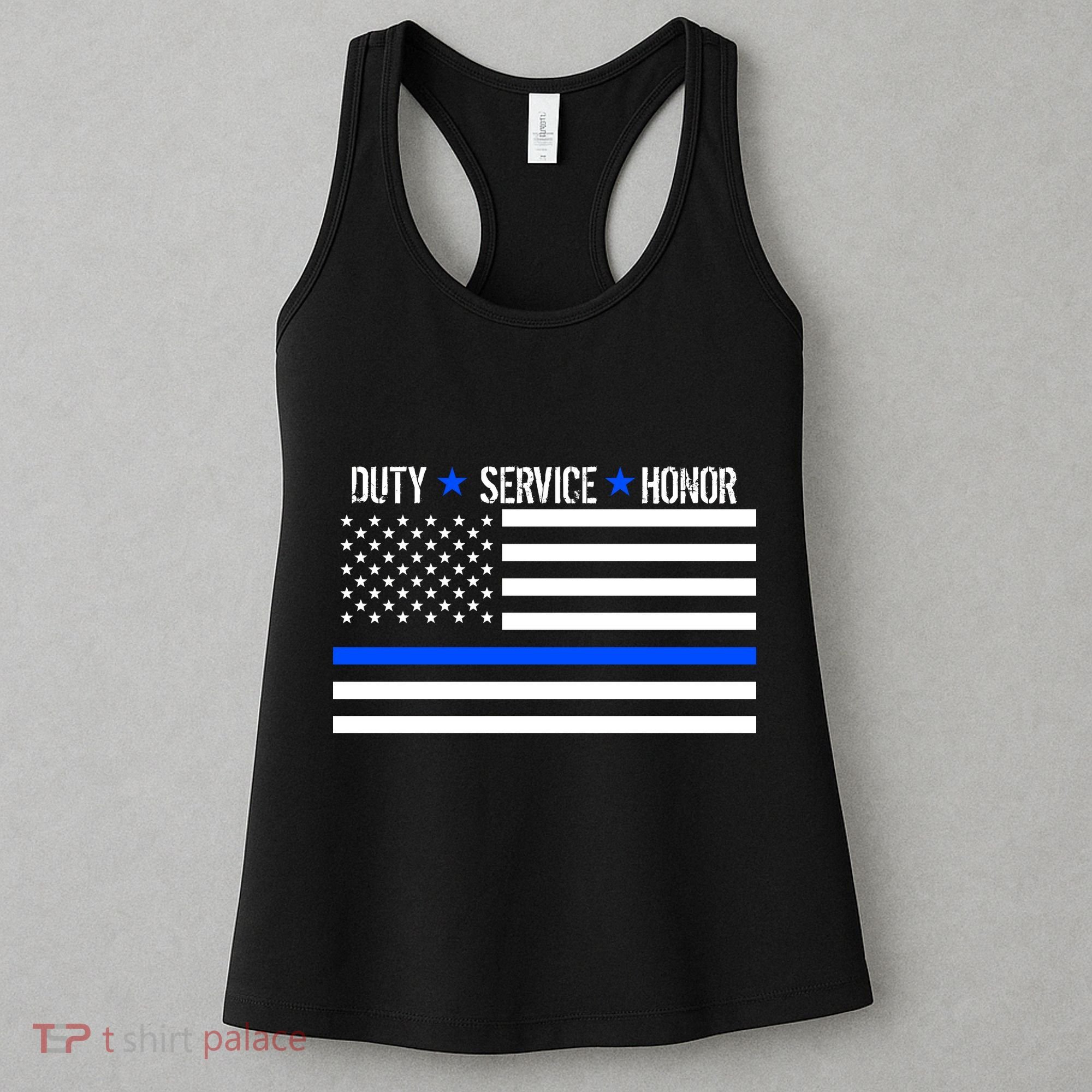 Blue Ribbon USA Flag Support Police Women's Tank Top