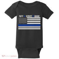 Blue Ribbon USA Flag Support Police Baby Bodysuit thumb 0