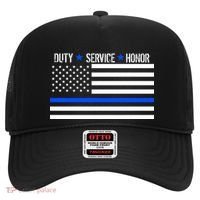 Blue Ribbon USA Flag Support Police Hat thumb 0