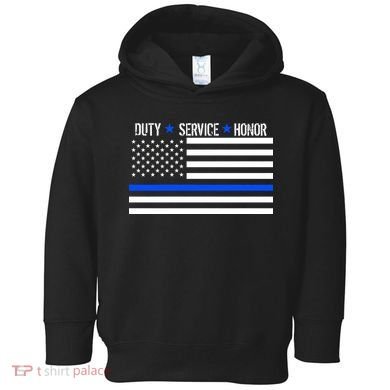 Blue Ribbon USA Flag Support Police Toddler Hoodie