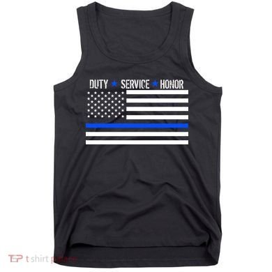 Blue Ribbon USA Flag Support Police Tank Top