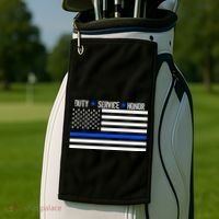 Blue Ribbon USA Flag Support Police Golf Towel thumb 2