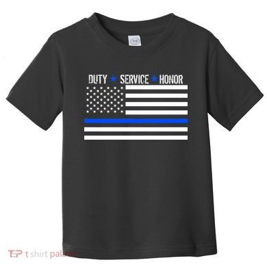 Blue Ribbon USA Flag Support Police Toddler T-Shirt
