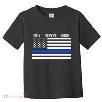 Blue Ribbon USA Flag Support Police Toddler T-Shirt thumb 0