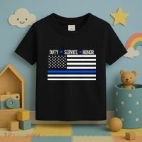 Blue Ribbon USA Flag Support Police Toddler T-Shirt thumb 3