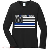 Blue Ribbon USA Flag Support Police Women's Long Sleeve Shirt thumb 0