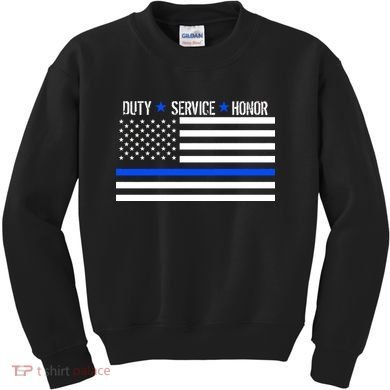 Blue Ribbon USA Flag Support Police Kids Sweatshirt