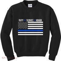 Blue Ribbon USA Flag Support Police Kids Sweatshirt thumb 0