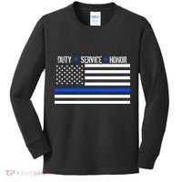 Blue Ribbon USA Flag Support Police Kids Long Sleeve Shirt thumb 0