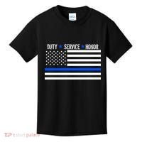 Blue Ribbon USA Flag Support Police Kids T-Shirt thumb 0