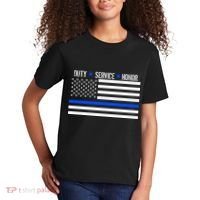 Blue Ribbon USA Flag Support Police Kids T-Shirt thumb 2