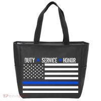Blue Ribbon USA Flag Support Police Tote Bag thumb 0