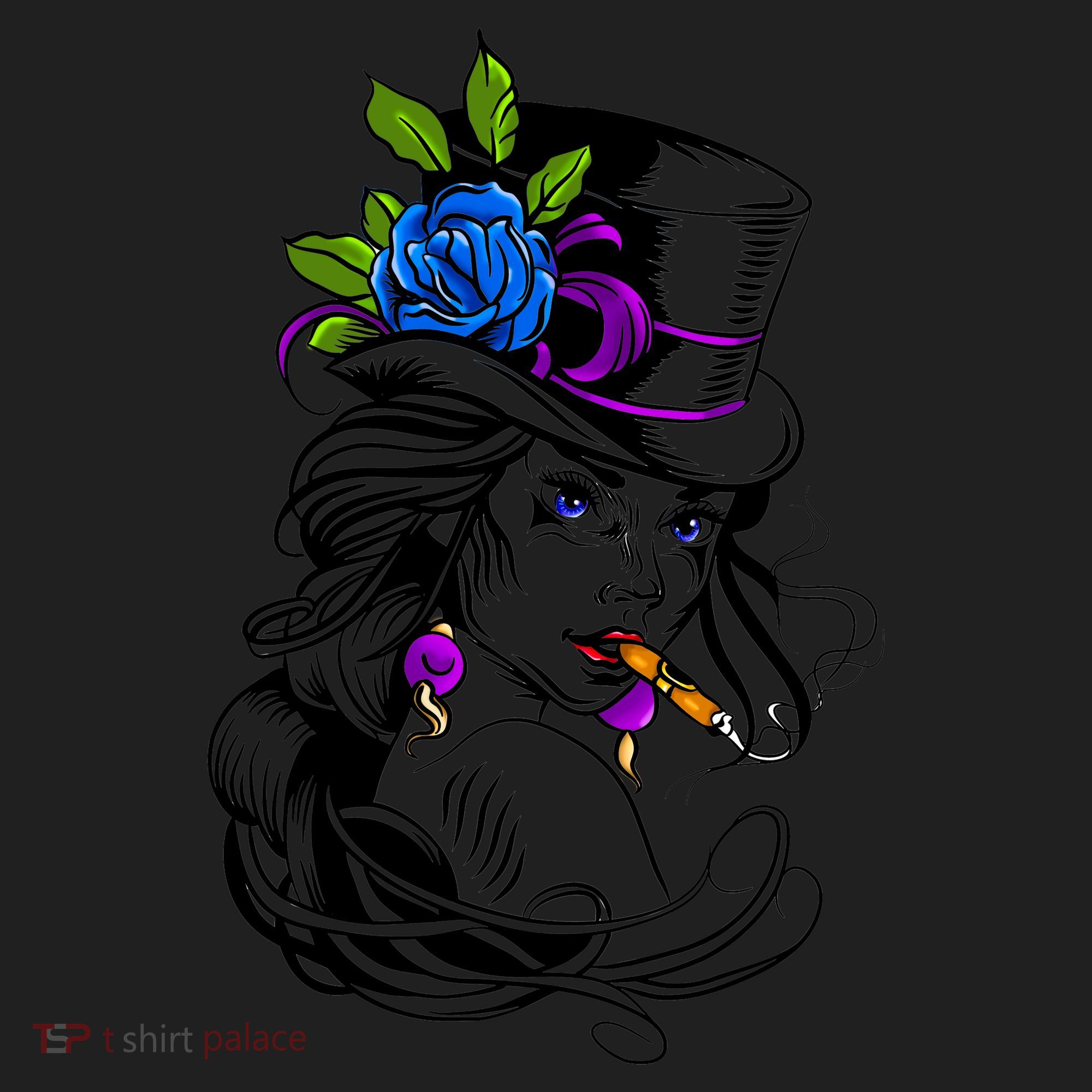 Blue Rose Smoking Lady Icon Women's Sweatshirt
