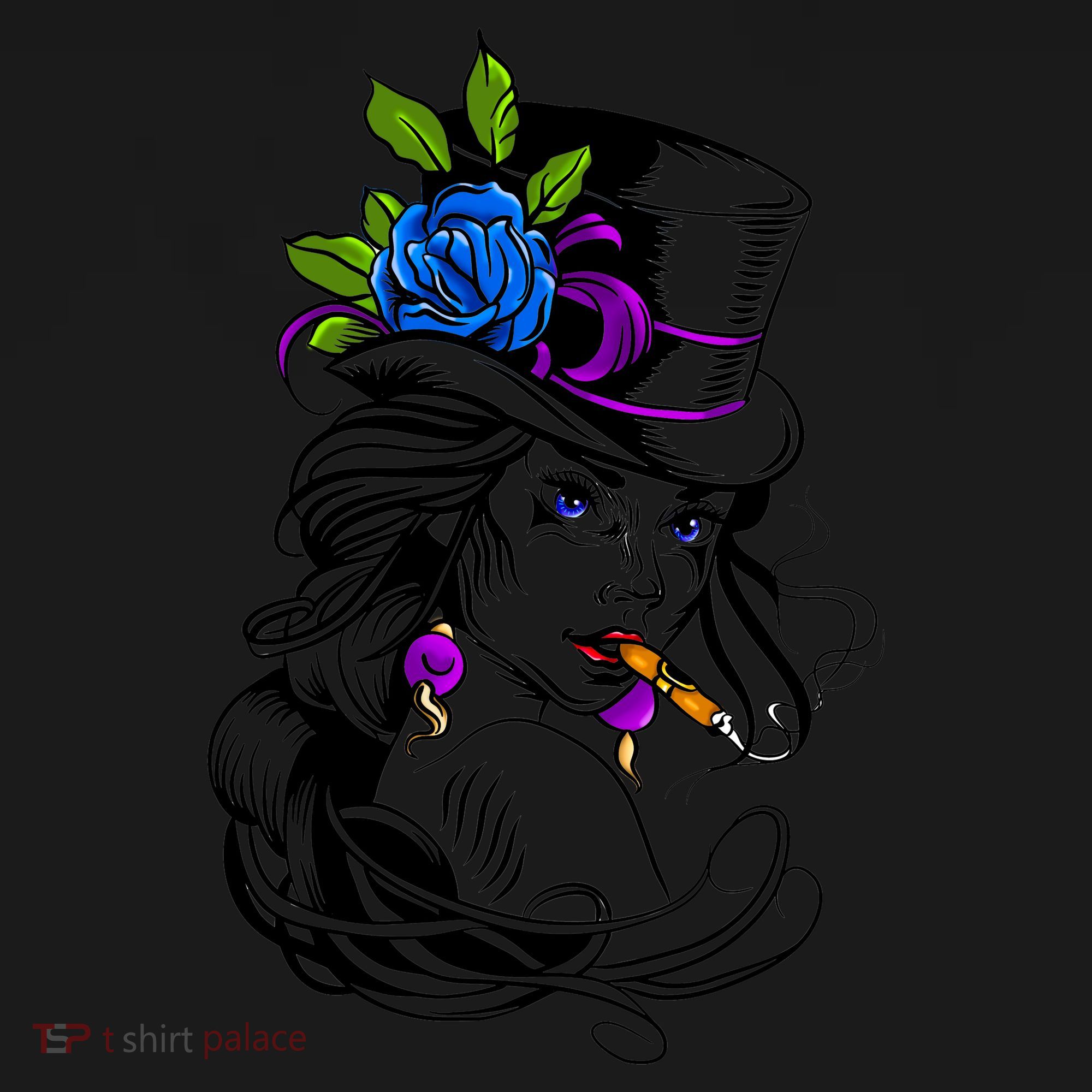 Blue Rose Smoking Lady Icon Apron