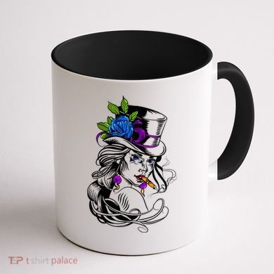 Blue Rose Smoking Lady Icon Coffee Mug back