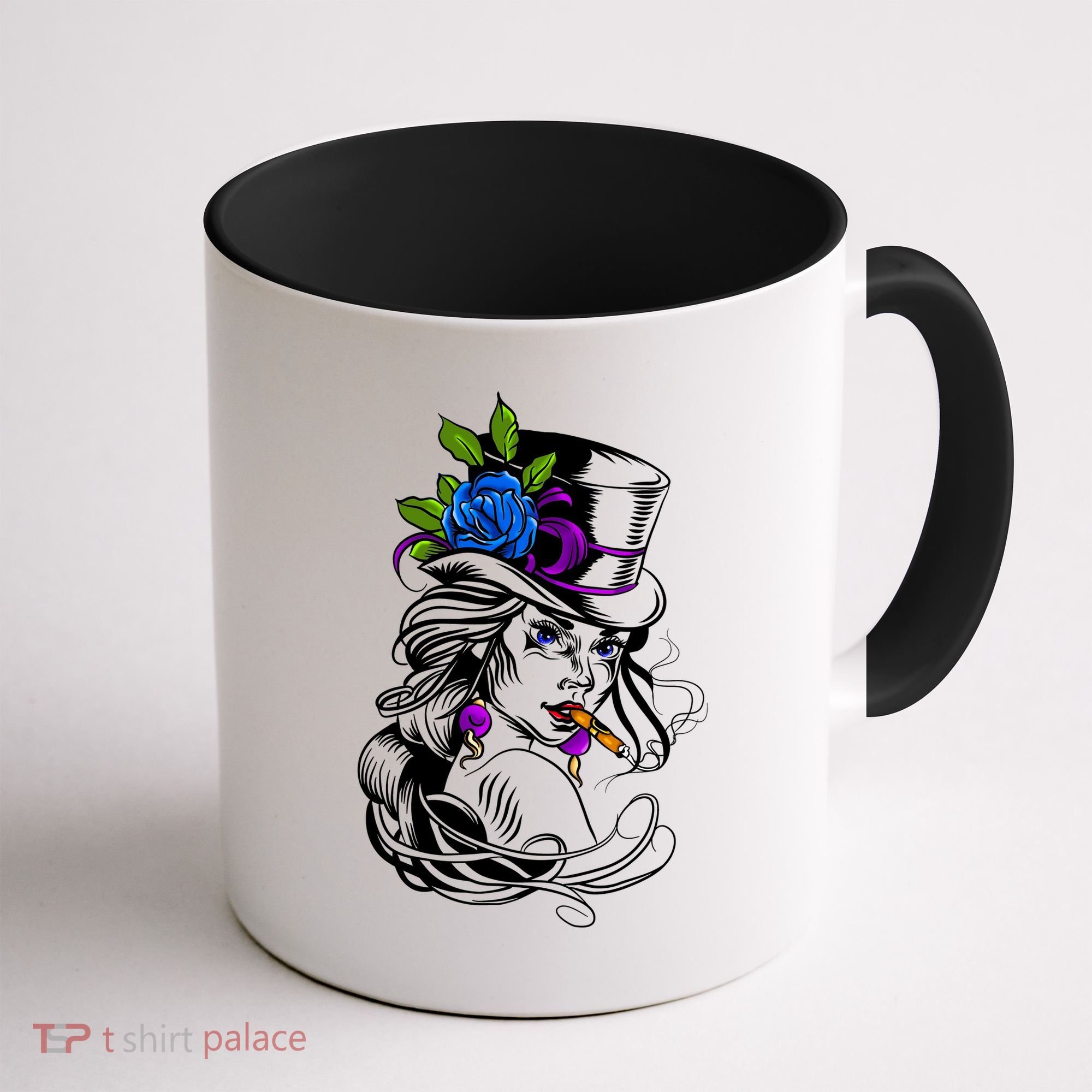 Blue Rose Smoking Lady Icon Coffee Mug