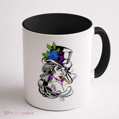 Blue Rose Smoking Lady Icon Coffee Mug back