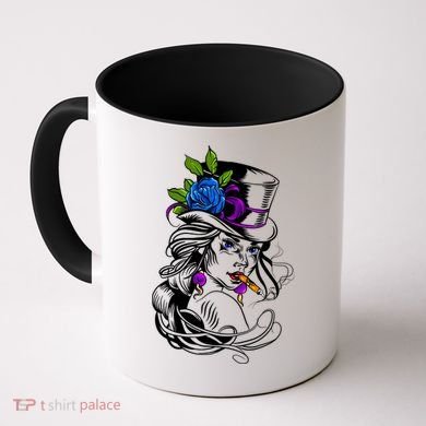Blue Rose Smoking Lady Icon Coffee Mug
