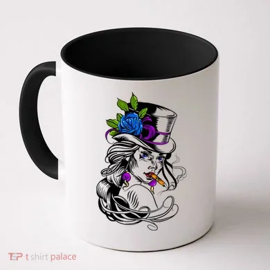 Blue Rose Smoking Lady Icon Coffee Mug