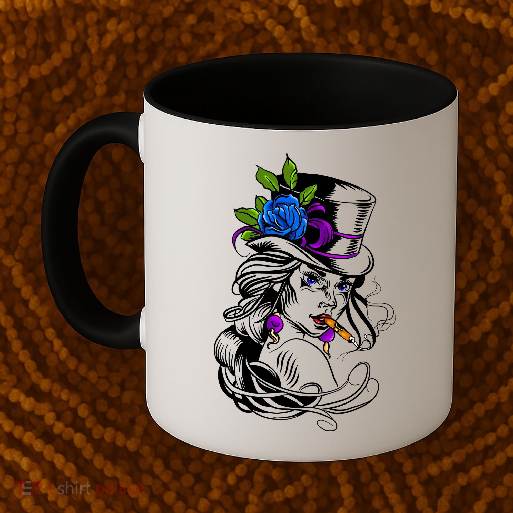 Blue Rose Smoking Lady Icon Coffee Mug