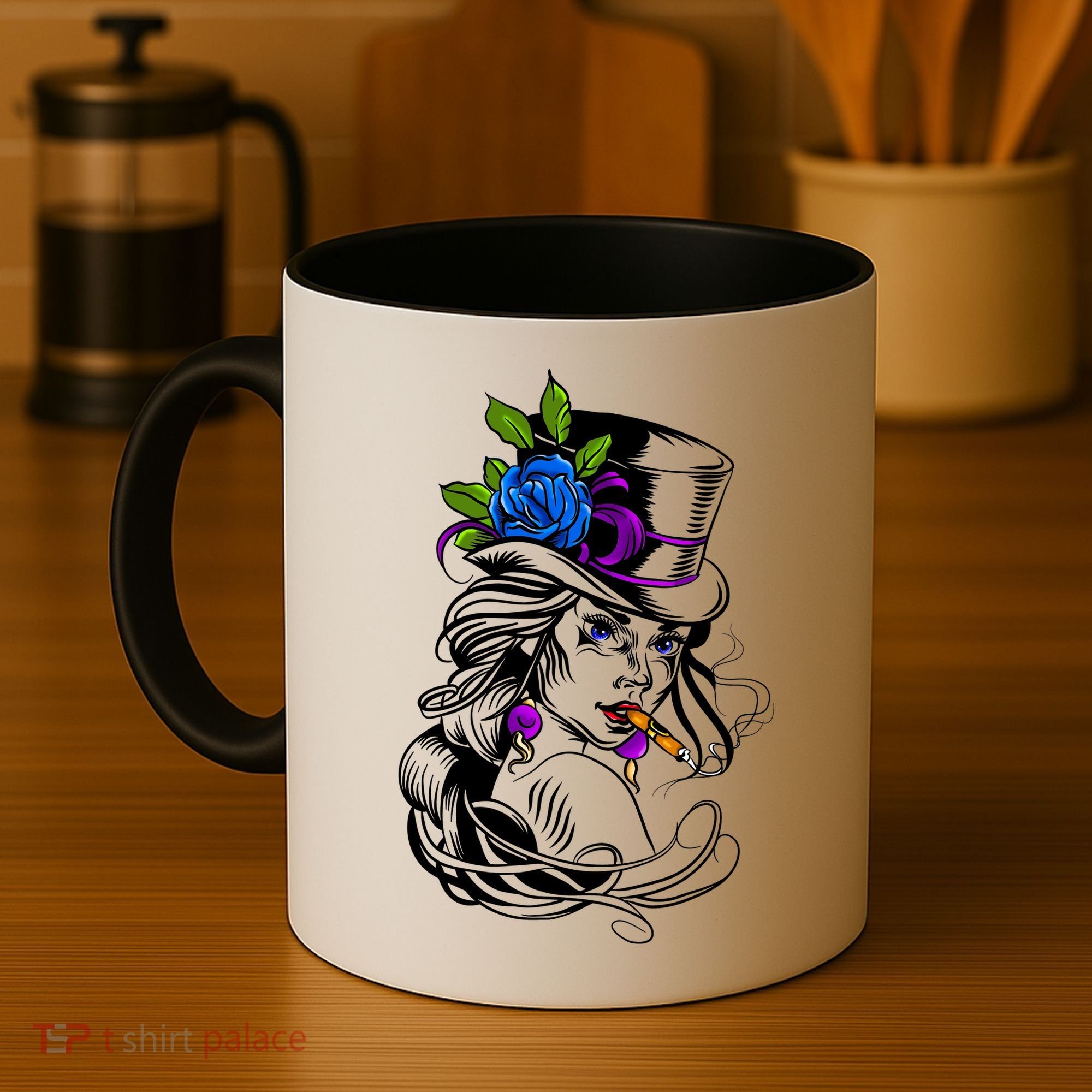 Blue Rose Smoking Lady Icon Coffee Mug