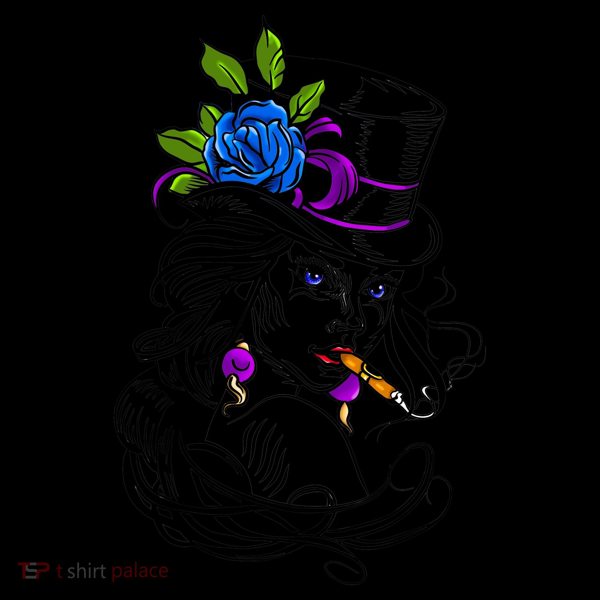 Blue Rose Smoking Lady Icon Coaster