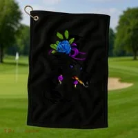 Blue Rose Smoking Lady Icon Golf Towel thumb 1