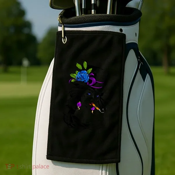 Blue Rose Smoking Lady Icon Golf Towel