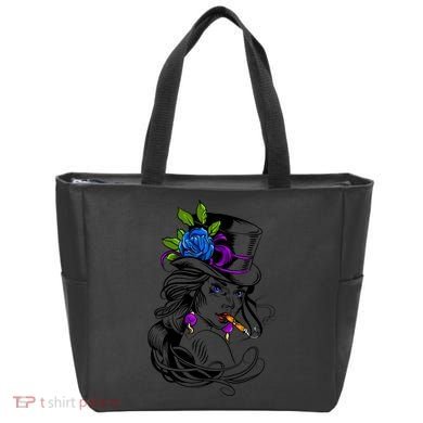 Blue Rose Smoking Lady Icon Tote Bag