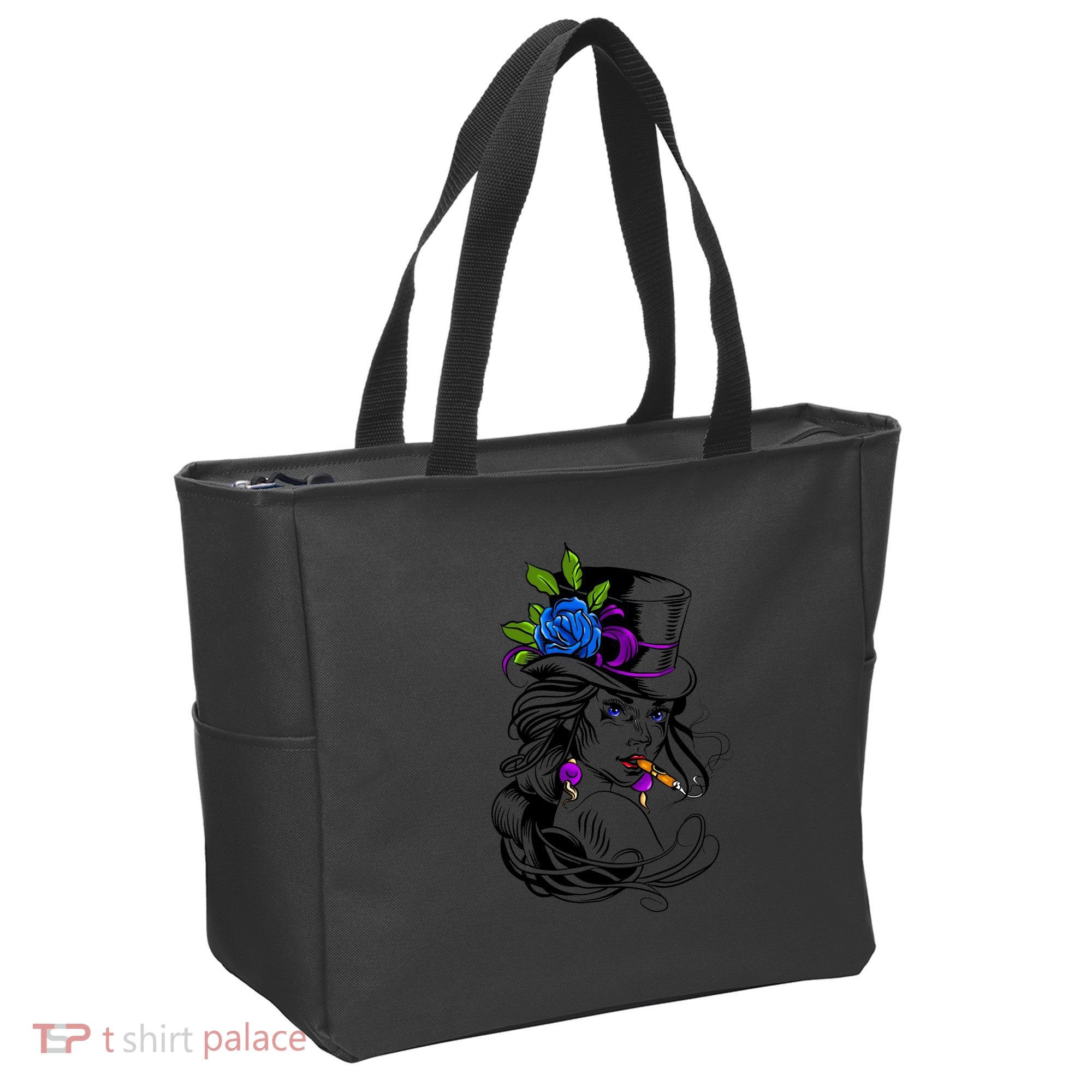 Blue Rose Smoking Lady Icon Tote Bag