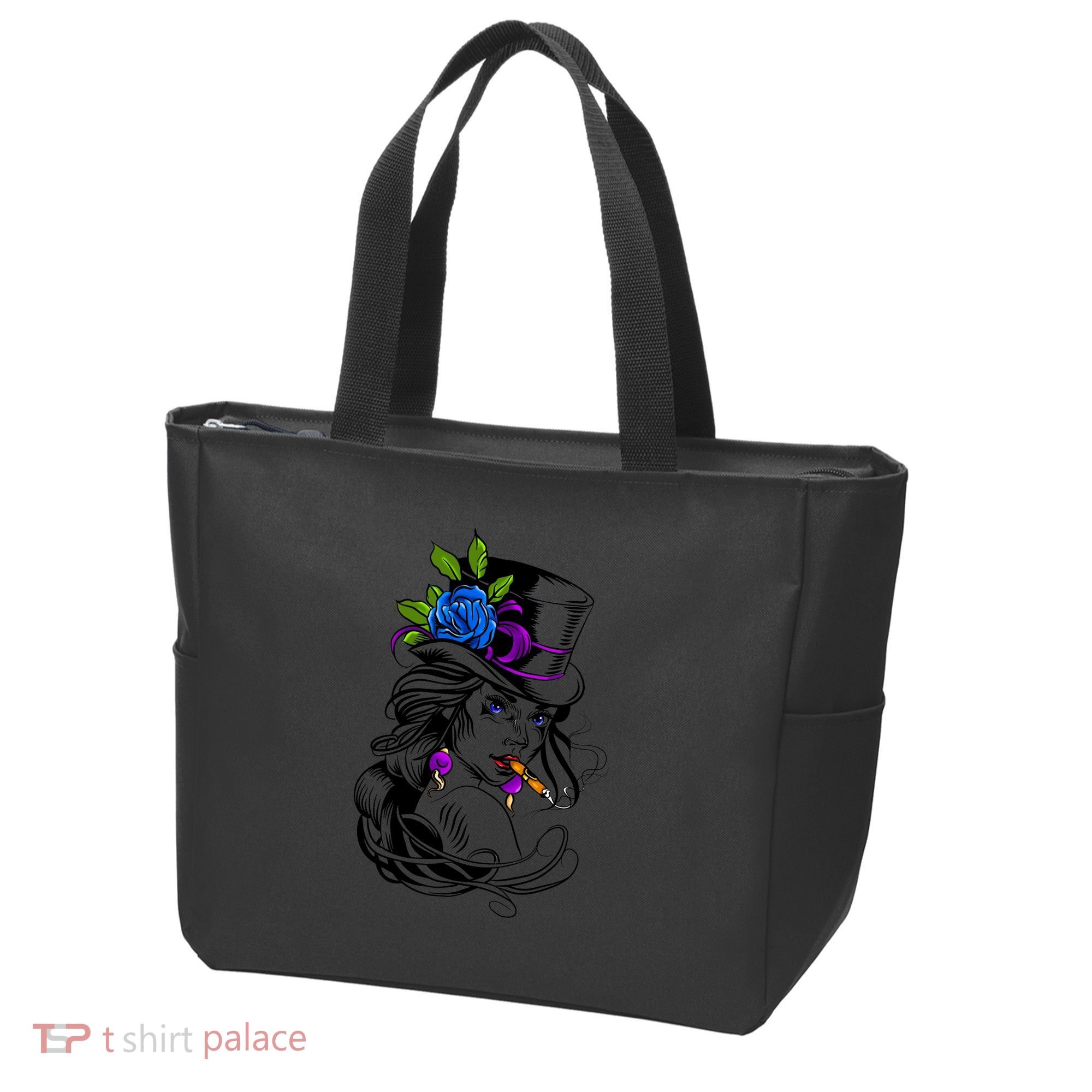 Blue Rose Smoking Lady Icon Tote Bag